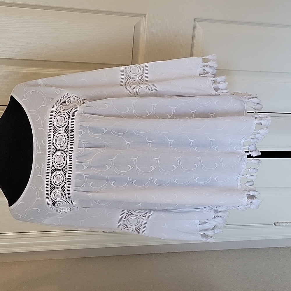 Westport White Crochet-Trim Peasant Top - Picture 9 of 12